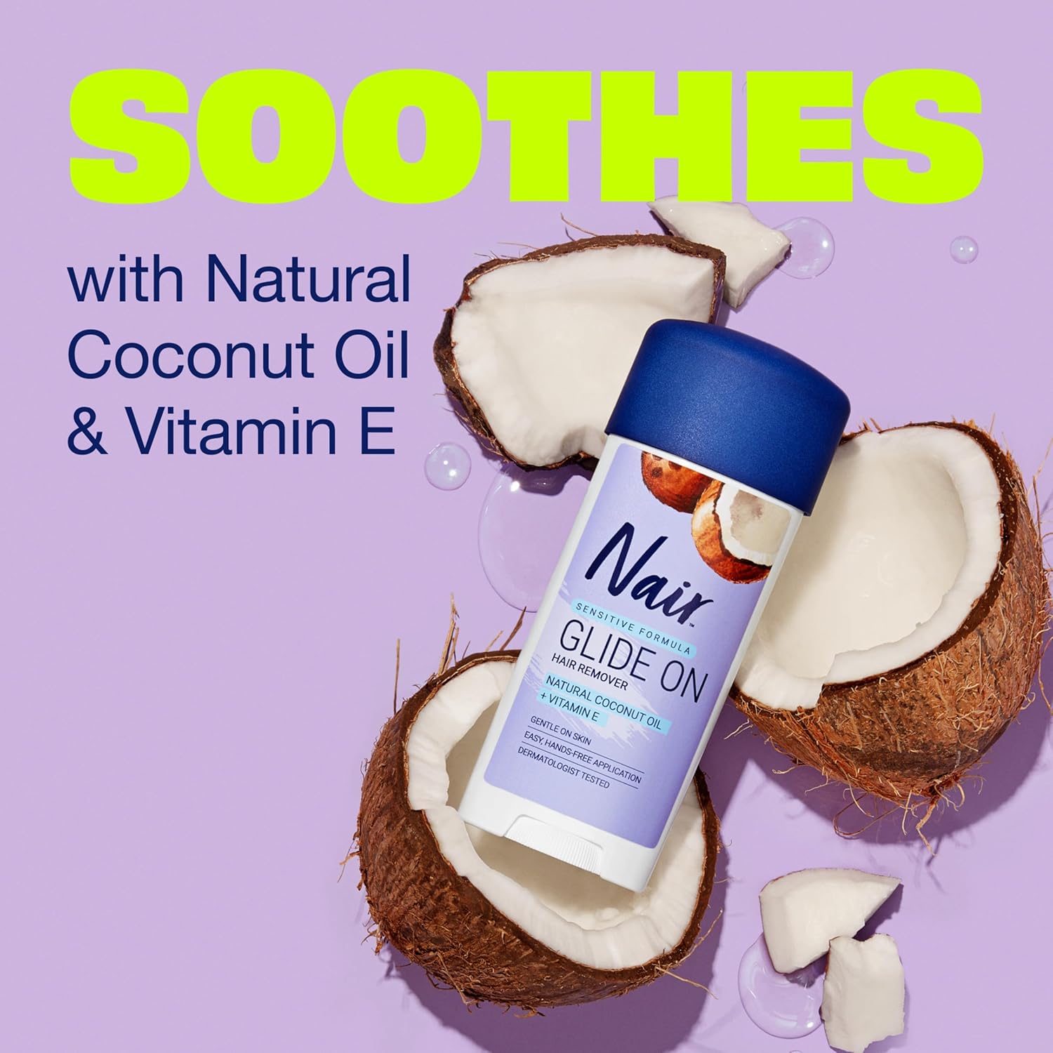 Nair_Sensitive_Formula_Glide_On,_Hands-Free_Applicator_Hair_Removal_Cream_with_Coconut_Oil_and_Vitamin_E_for_Body,_3.3_oz 