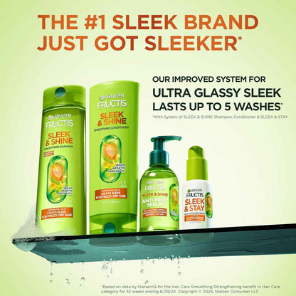 Garnier Fructis Sleek & Shine Set for Frizzy, Dry Hair, Plant Keratin + Argan Oil