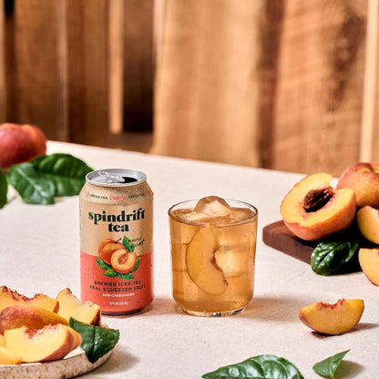 Spindrift Brewed Iced Tea, Made with Real Squeezed Fruit, No Carbonation, Slightly Sweet, 12 Fl Oz Cans