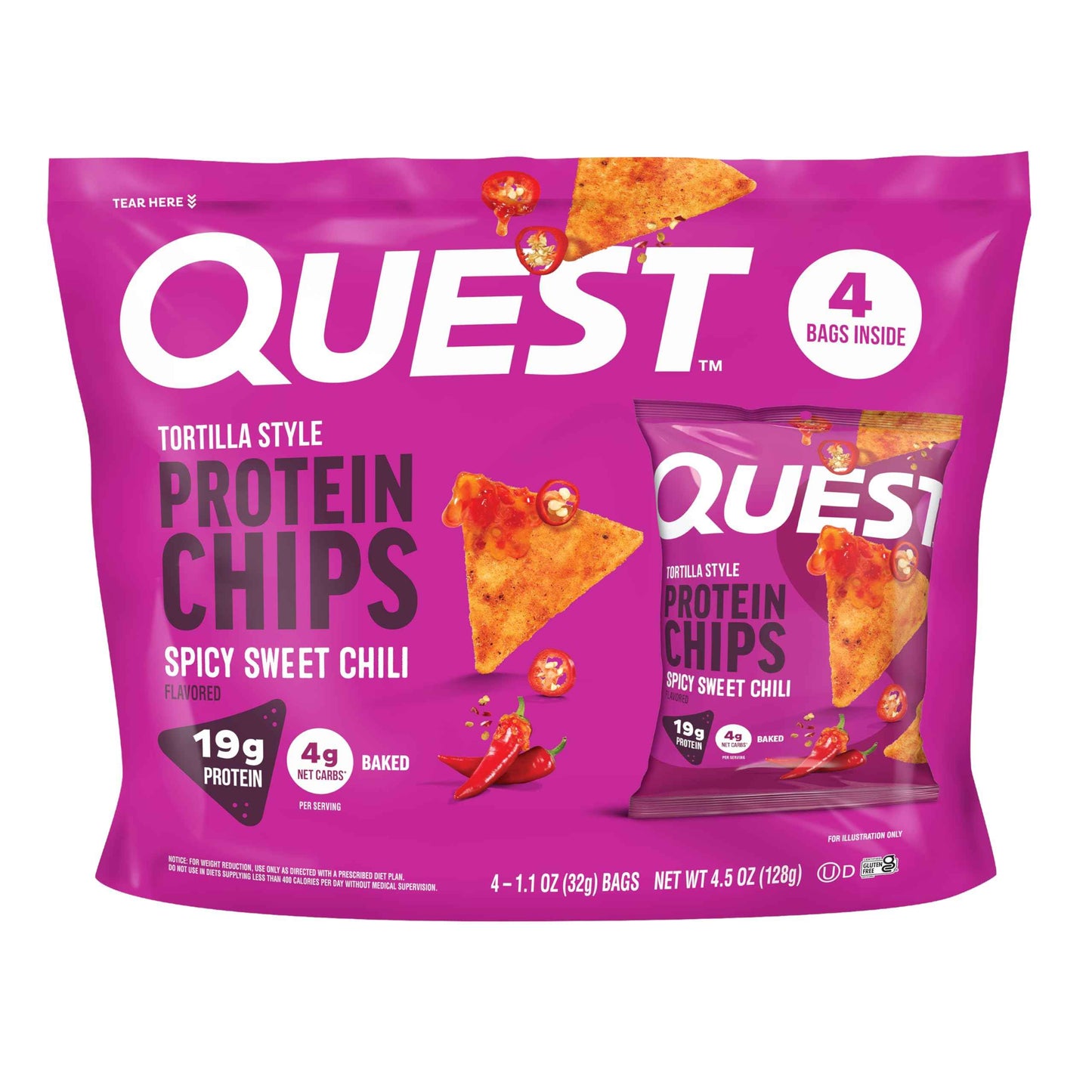Quest Nutrition Tortilla Style Protein Chips, 20g Protein, 3g Net Carbs, Low Carb, Gluten Free, 1.1 oz