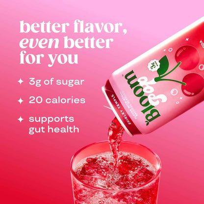 Bloom Pop Prebiotic Soda 12 Pack, 12oz Cans | Soda for Gut Health, Low Calorie, No Caffeine, Healthy Soft Drink Alternative