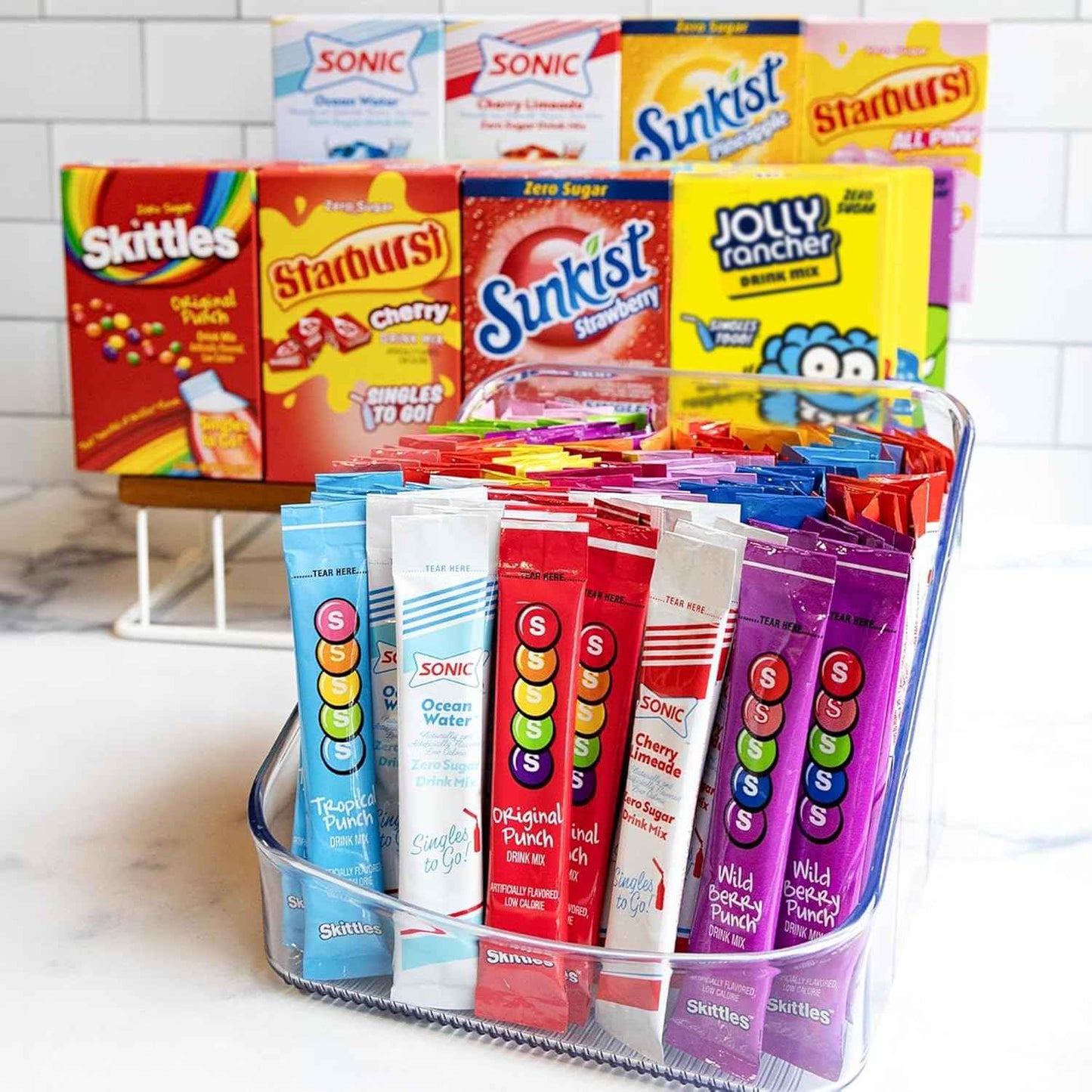 Singles To Go! 120ct Bulk Variety Pack - 20 Different Flavors and More - Sugar Free Drink Mix Packets - Sugar Free Water Flavoring Packets