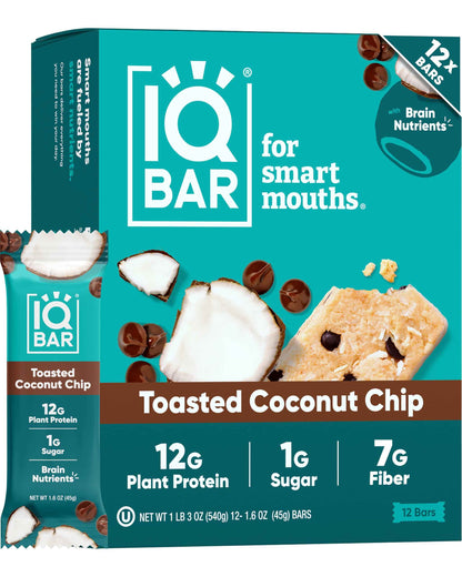 IQBAR Clean Plant Protein Bars - Keto, Vegan, High Fiber, Gluten and Dairy Free, Low Sugar Snack - Brain and Body Nutrients for Focus, Energy, Meal Replacement