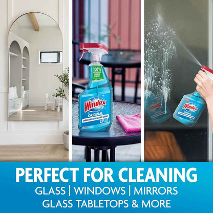 Windex Glass and Window Cleaner Spray Bottle, Packaging Designed to Prevent Leakage and Breaking, Surface Cleaning Spray, Original Blue Scent