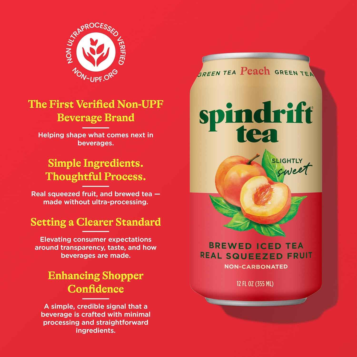 Spindrift Brewed Iced Tea, Made with Real Squeezed Fruit, No Carbonation, Slightly Sweet, 12 Fl Oz Cans