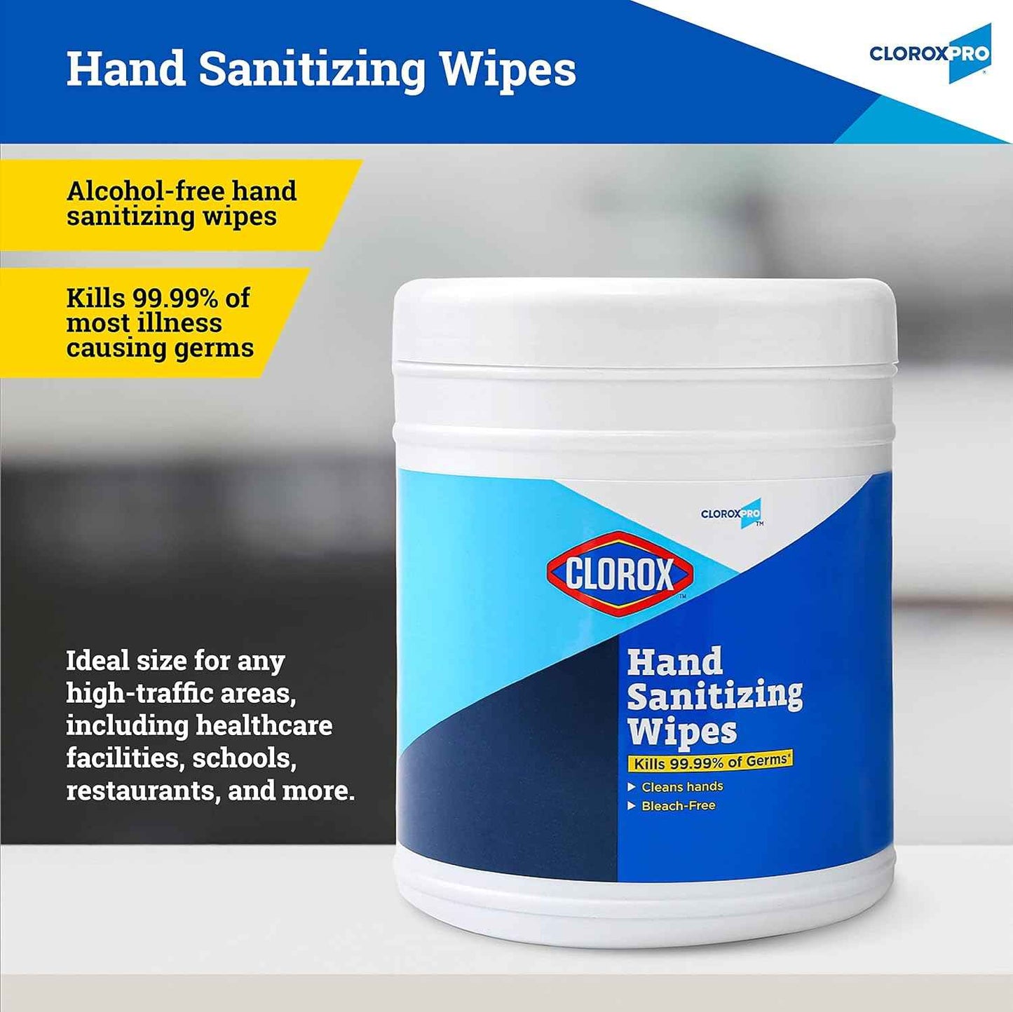 Clorox Pro Alcohol Free Hand Sanitizer Wipes with BZK, Gentle Bleach-Free Sanitizing Wipes for Hands - 0.13% BZK Formula, FDA Registered, Resealable Bulk Canister