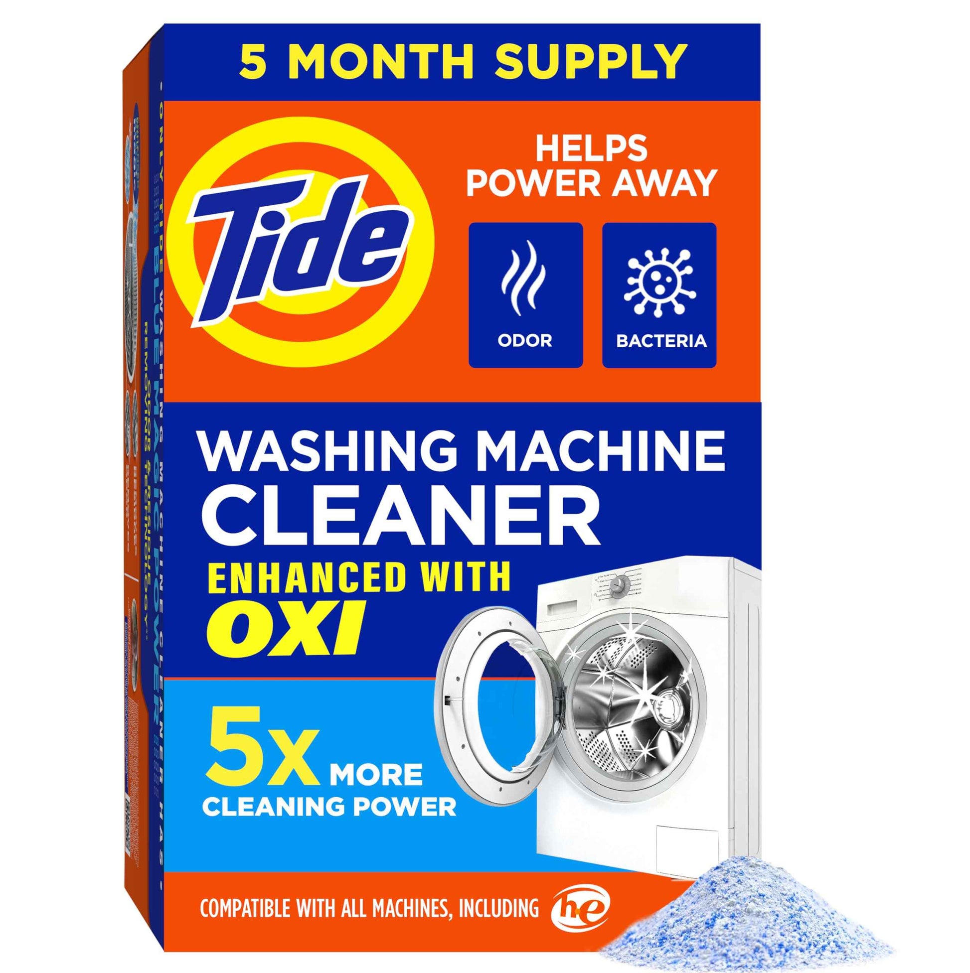Washing Machine Cleaner by Tide, Washer Machine Cleaner with Oxi for Front and Top Loader Washer Machines, Deep Cleaning Residue & Odor Eliminator, 7 Month Supply