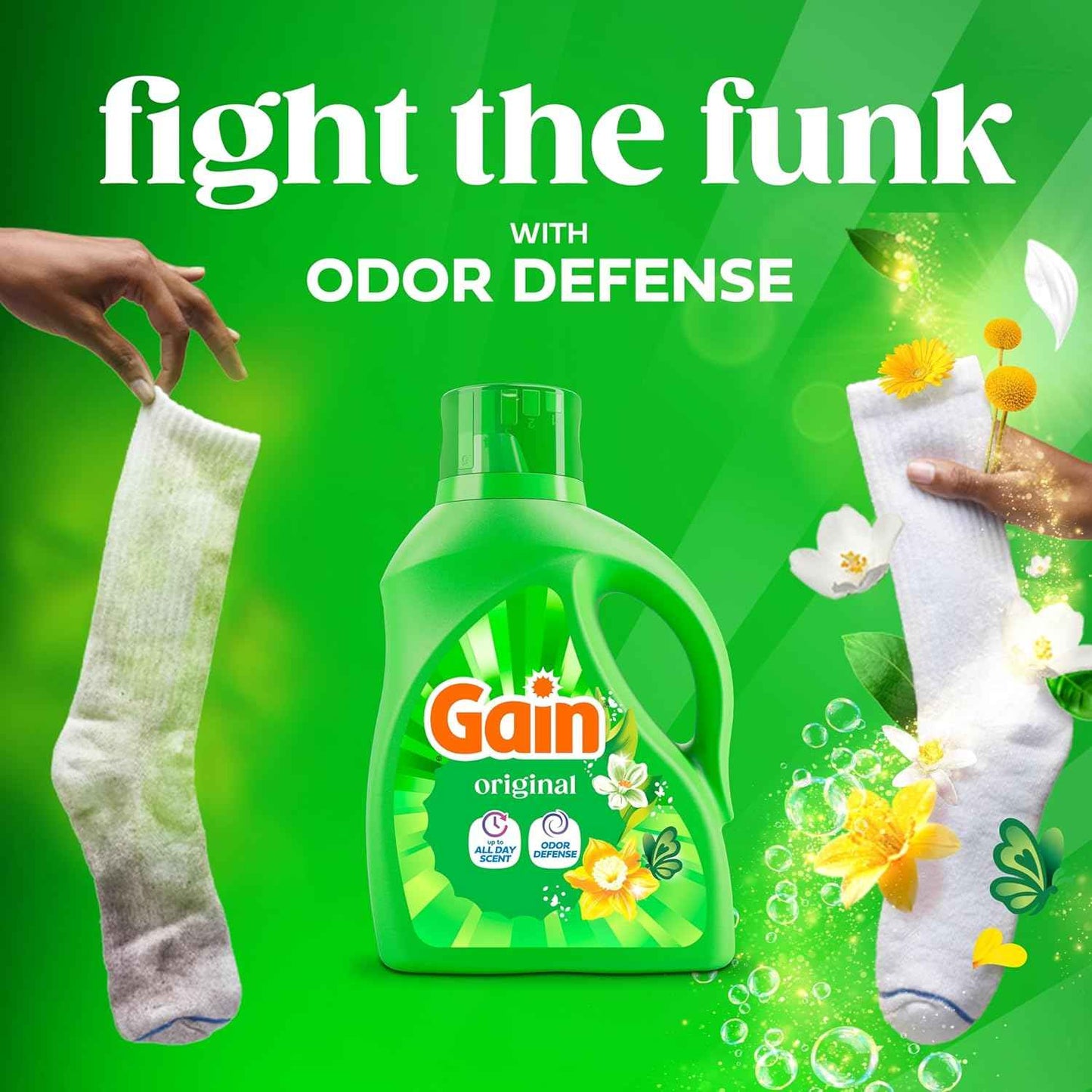 Gain Liquid Laundry Detergent, Freshness, Odor Defense, High Efficiency Washing Machine Liquid Laundry Soap, Original Scent, 132 fl oz, 100 Loads (Packaging May Vary)