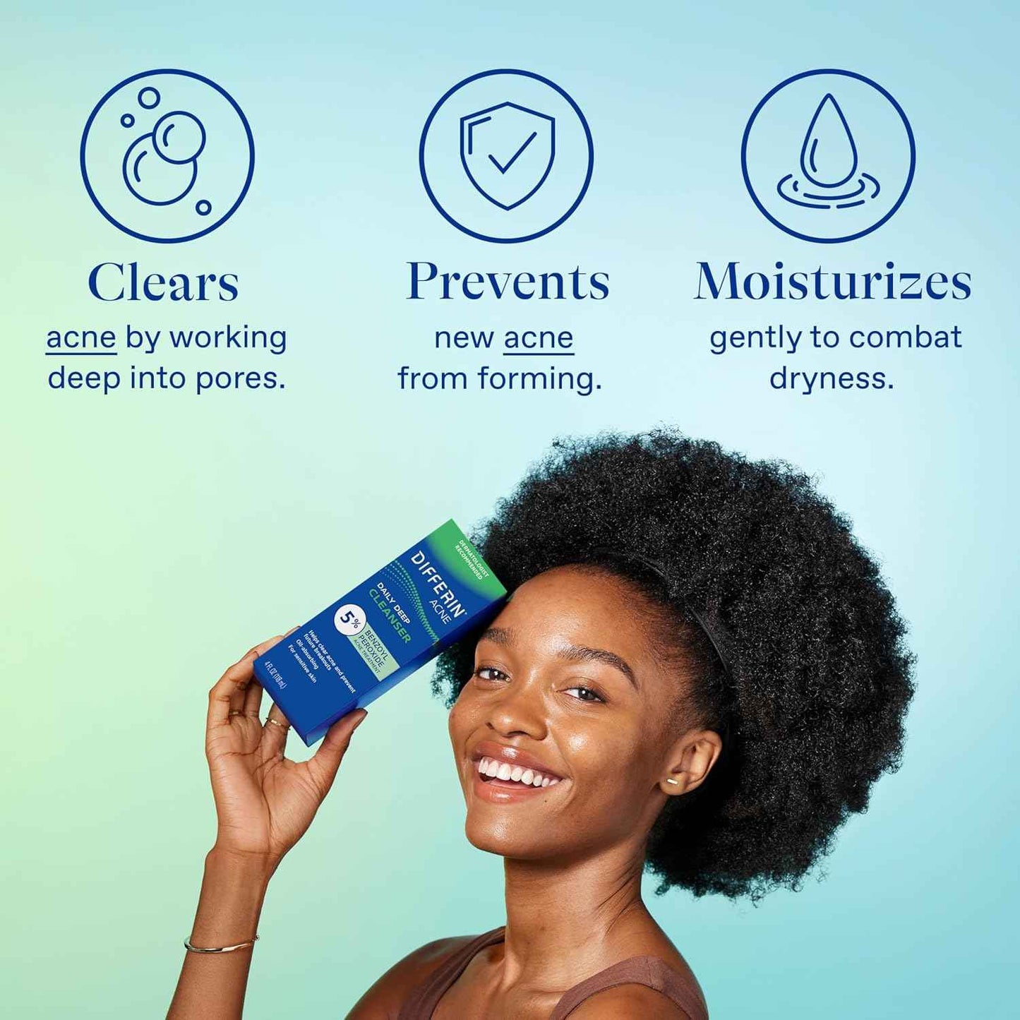 Differin Acne Face Wash with 5% Benzoyl Peroxide, Daily Deep Cleanser by the makers of Differin Gel, Gentle Skin Care for Acne Prone Sensitive Skin