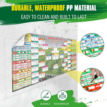2026_World_Cup_Schedule_Poster_–_Extra_Large_43.31"x17.72"_Waterproof_PP,_Dry_Erase_Soccer_Tournament_Wall_Chart_with_Knockout_Bracket_&_Group_Stage_Tracker_–_Perfect_for_Home,_Office,_Bar,_Viewing_Parties_&_Fans