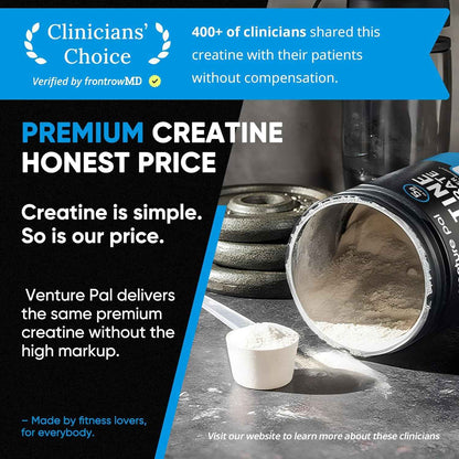 Venture Pal 100% Pure Micronized Creatine Monohydrate Powder, Unflavored Creatine for Women & Men, Vegan, Keto, Gluten Free, 5 g (5000mg) per Serving, Creatina Monohidratada en Polvo