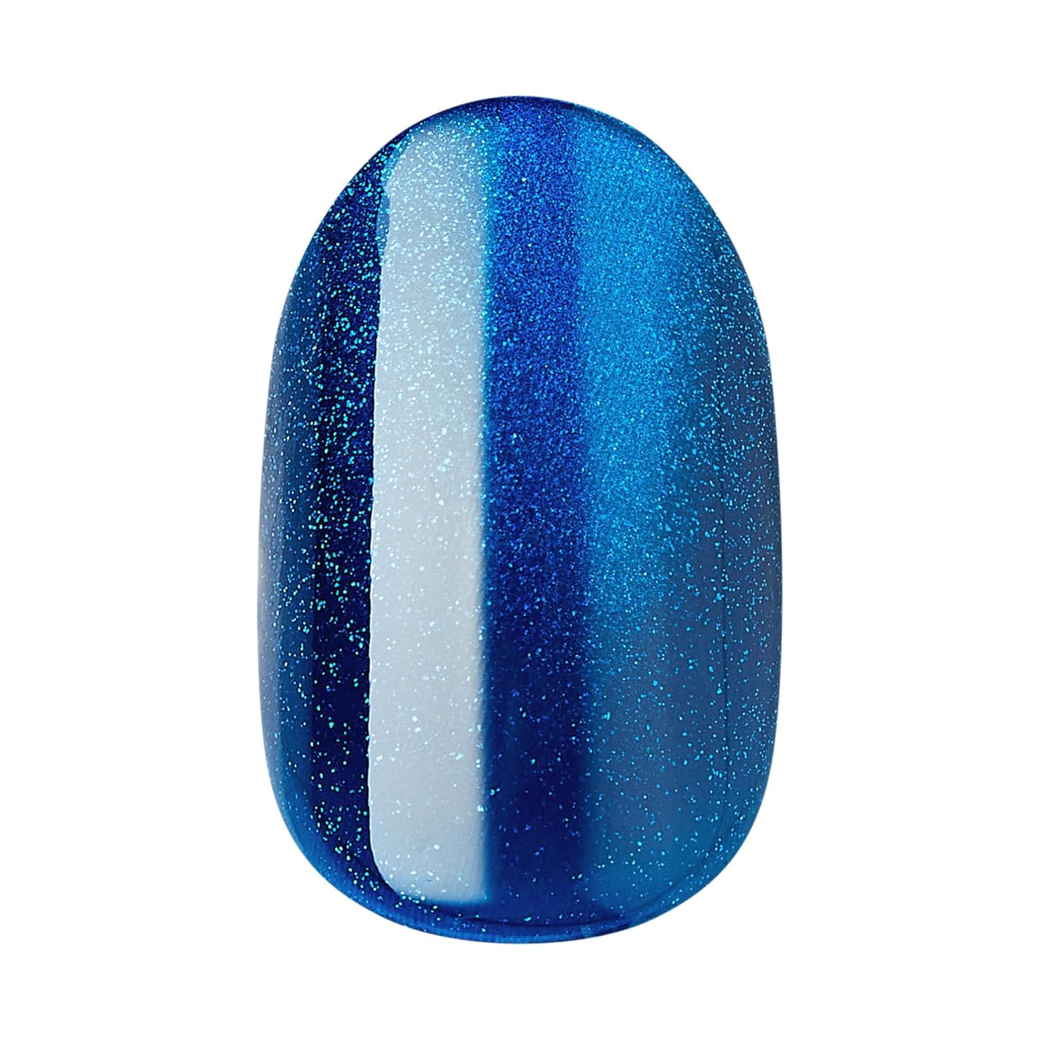 KISS_colorFX_by_imPRESS_Press_On_Nails_,_‘Reconnect’,_Solid_Blue_with_Pearlescent_Finish,_Short_Oval,_IMPROVED_adhesive,_Includes_30_Fake_Nails,_Prep_Pad,_1_Manicure_Stick,_1_Mini_Nail_File