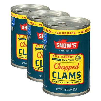 Snow's Ocean Chopped Clams Canned, Can - 7g Protein per Serving - Gluten Free, No MSG, 99% Fat Free - Great for Pasta & Seafood Recipes