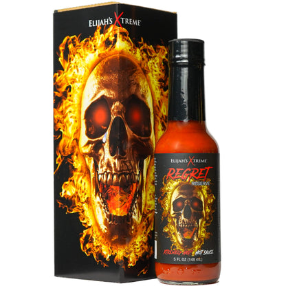 Elijah&amp;#39;s Xtreme Regret Reserve Hot Sauce - Carolina Reaper, Trinidad Scorpion, and Habanero Pepper - 5oz bottle contains 70% of the hottest peppers in the world