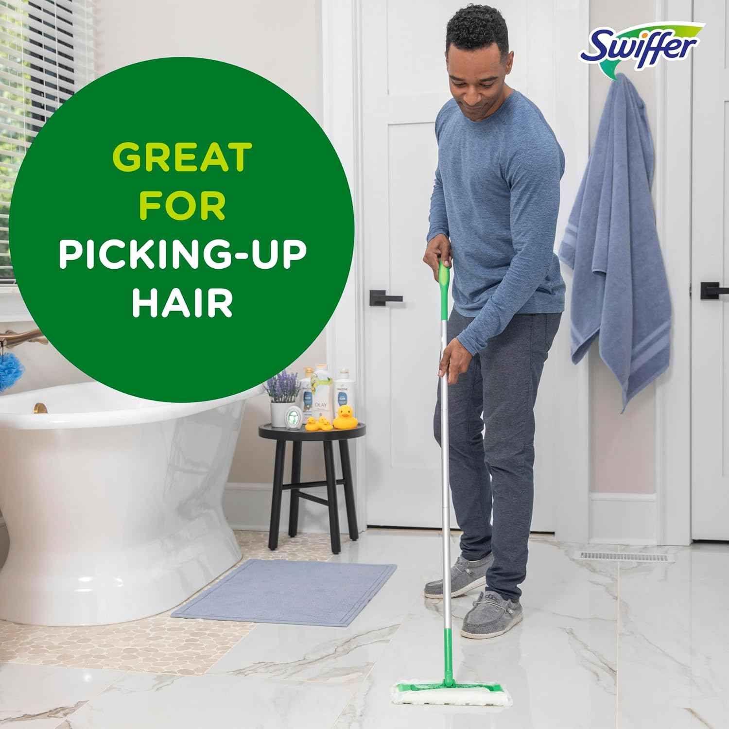 Swiffer Sweep + Mop, Dry Pads Refill, Floor Cleaner for Dirt, Dust, Hair, Cleaning Cloths for Mopping Home, Bathroom, Kitchen, Dust Mop, Floor Duster