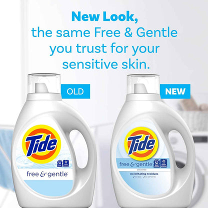 Tide Free & Gentle Liquid Laundry Detergent, 64 Loads, 84 fl oz, Tide Laundry Detergent, Clean Laundry Detergent