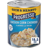 Progresso Rich and Hearty Chicken Corn Chowder Canned Soup, Flavored with Bacon, Gluten Free, 18.5 oz