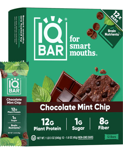 IQBAR Clean Plant Protein Bars - Keto, Vegan, High Fiber, Gluten and Dairy Free, Low Sugar Snack - Brain and Body Nutrients for Focus, Energy, Meal Replacement