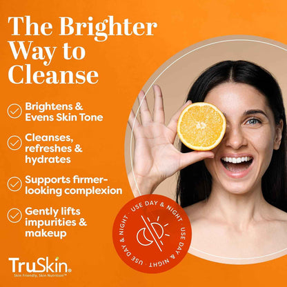 TruSkin Vitamin C Face Wash Cleanser - Brightening Facial Cleanser with Vitamins C & E, Rosehip Oil, Aloe Vera & MSM - Gently Cleanses, Refreshes & Supports Radiant Skin