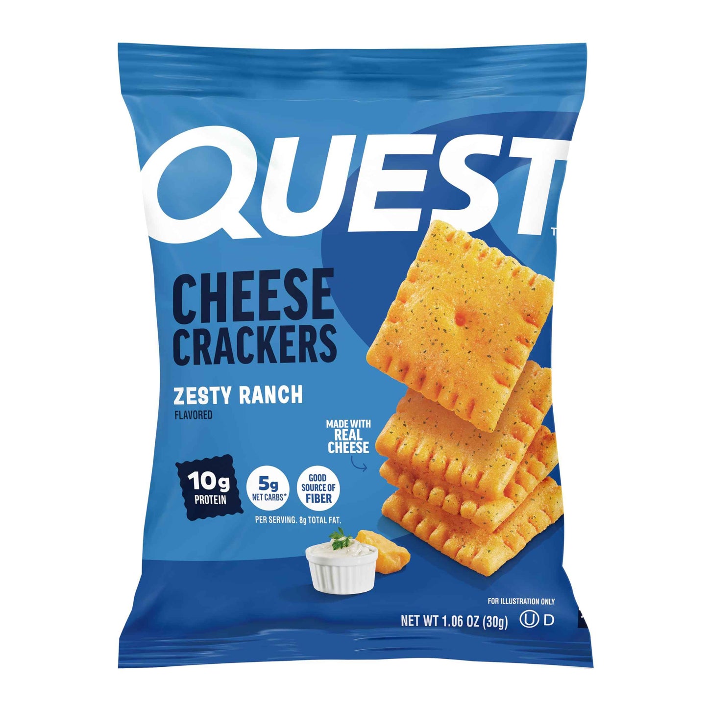 Quest Nutrition Cheese Crackers, 10g Protein, 5g Net Carbs, 1g Sugar, Made with Real Cheese, High Protein Snack