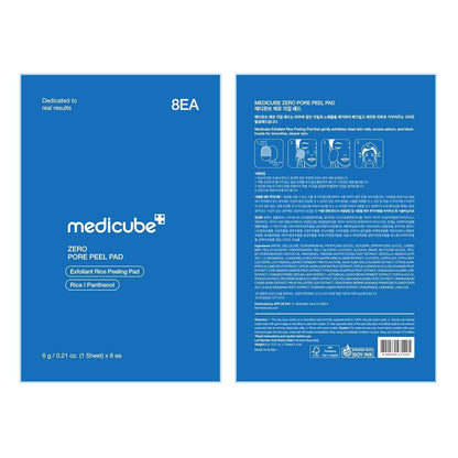 medicube Zero Pore Peel Pads (8ea) | Smoothing Mitt for Face & Body | Rice Extract, Natural AHA & Panthenol | Double-Sided Organic Cotton & Microfiber Pads | Polish for Smooth, Clear Skin