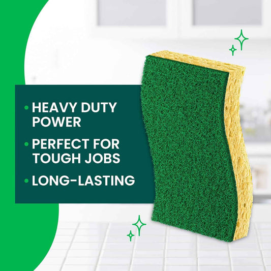 Scotch-Brite Heavy Duty Scrub Sponge, Kitchen Sponges Designed for Tough Messes in the Kitchen that Last 3X Longer*, Best for Cast Iron Skillets and Outdoor Grills, Flexible, Durable, and Strong