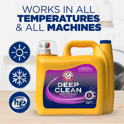ARM & HAMMER Deep Clean Odor Formula Liquid Laundry Detergent, Radiant Burst Scent