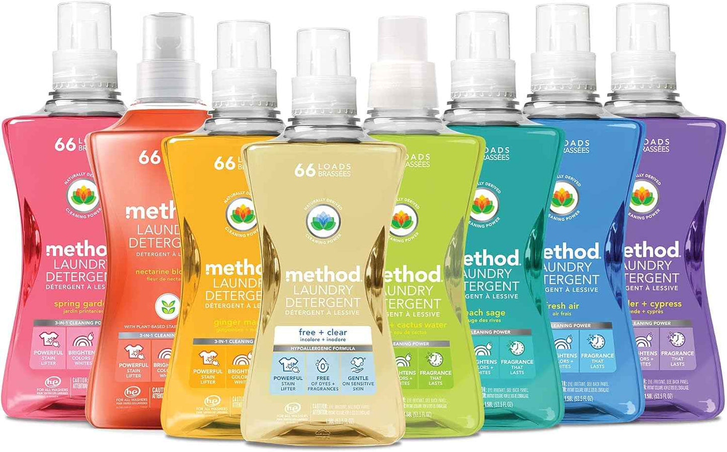 Method Liquid Laundry Detergent, Fresh Air, 66 Loads Per Bottle, Stain Remover, 53.5 Fl Oz