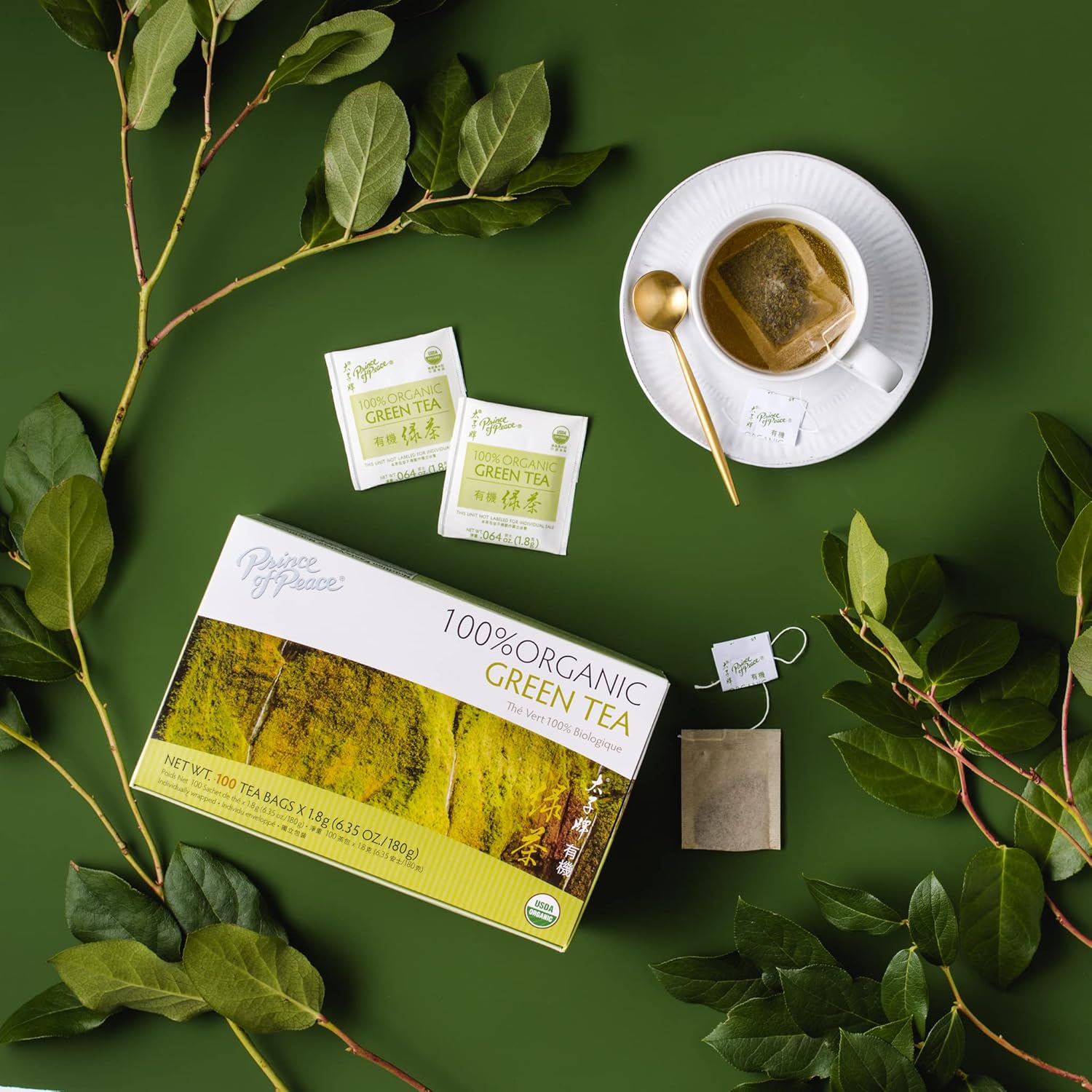 Prince_of_Peace_Organic_Green_Tea,_100_Tea_Bags_–_100%_Organic_Green_Tea_–_Unsweetened_Green_Tea_–_Lower_Caffeine_Alternative_to_Coffee_–_Herbal_Health_Benefits