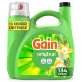 Gain Liquid Laundry Detergent with Odor Defense, Original Scent, Laundry Soap For HE Washing Machines, 177 fl oz, 134 Loads (Packaging May Vary)