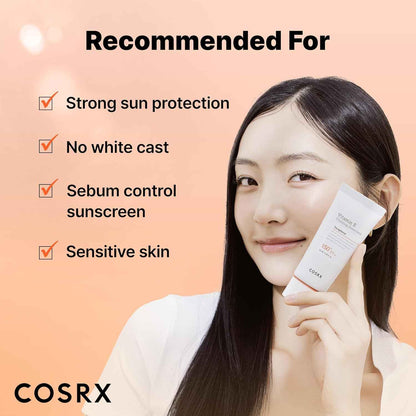 COSRX Vitamin E Vitalizing Sunscreen,SPF 50 Face Sunscreen, Lightweight, Non-Sticky, No White Cast, Hydrating, Beach Essentials, Travel Essentials, Korean Skincare, Mothers Day Gift for Mom1.69 fl oz