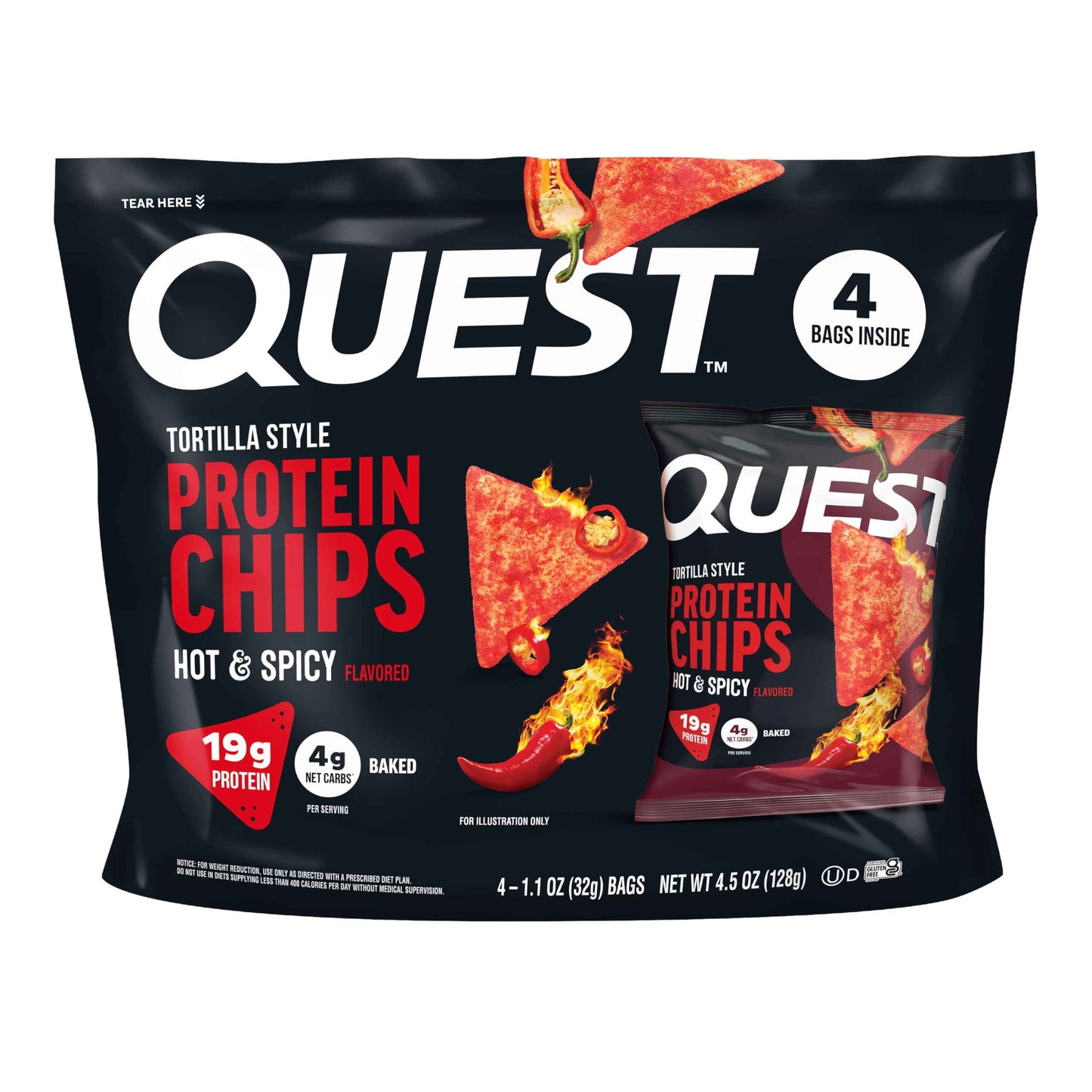 Quest Nutrition Tortilla Style Protein Chips, 20g Protein, 3g Net Carbs, Low Carb, Gluten Free, 1.1 oz