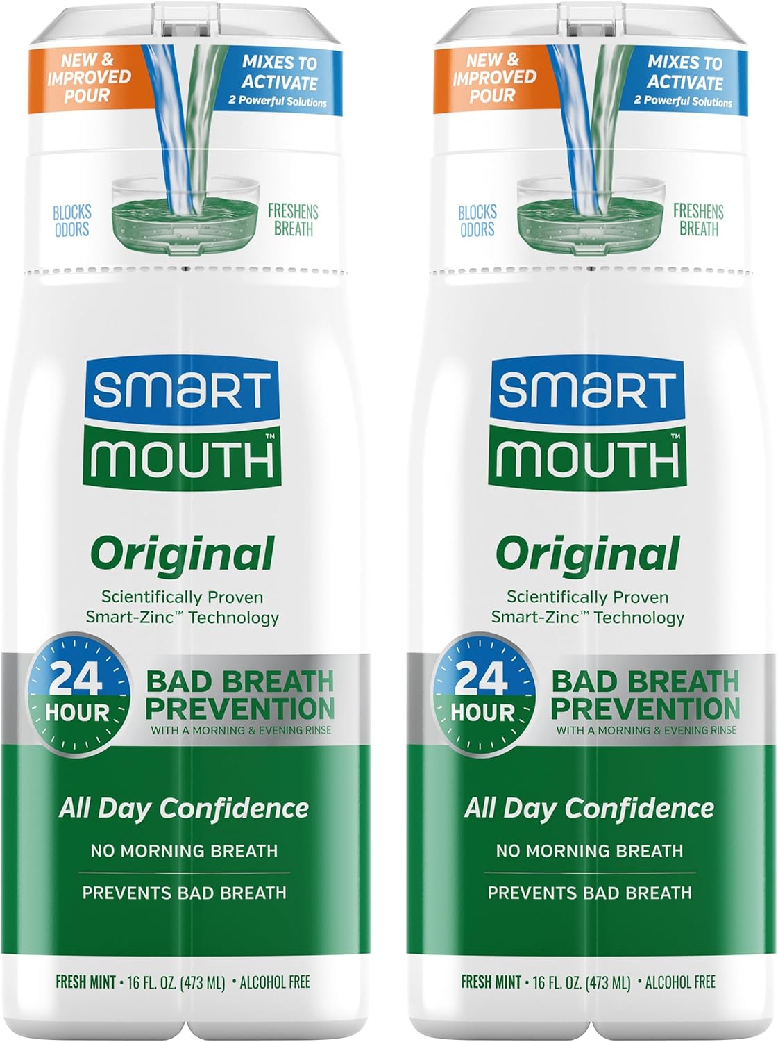 SmartMouth_Original_Zinc_Activated_Mouthwash_-_Instant_Fresh_Breath_Mouthwash_-_Eliminates_Bad_Odors_and_Bad_Breath_-_Alcohol-Free,_Sugar-Free,_Gluten-Free_-_Fresh_Mint_-_16_fl_oz_(2_Pack)