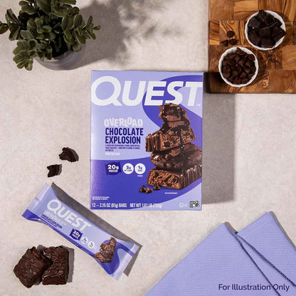 Quest Nutrition Overload Protein Bars, 20g Protein, 1g Sugar, 3g Net Carbs, Gluten Free, 12 Count