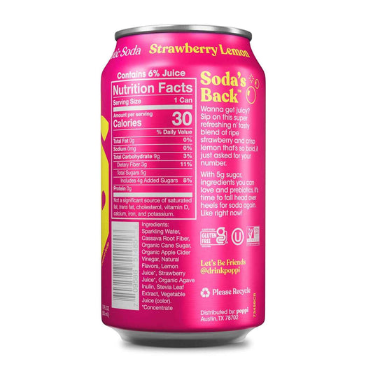 Poppi Sparkling Prebiotic Soda Beverage with Apple Cider Vinegar, Seltzer Water and Fruit Juice, 12 Fl Oz, 1 Count, Packaging May Vary