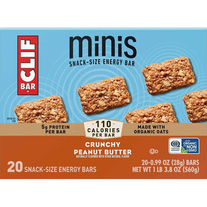 CLIF BAR Minis - Crunchy Peanut Butter - Made with Organic Oats - 5g Protein - Non-GMO - Plant Based - Snack-Size Energy Bars - 0.99 oz