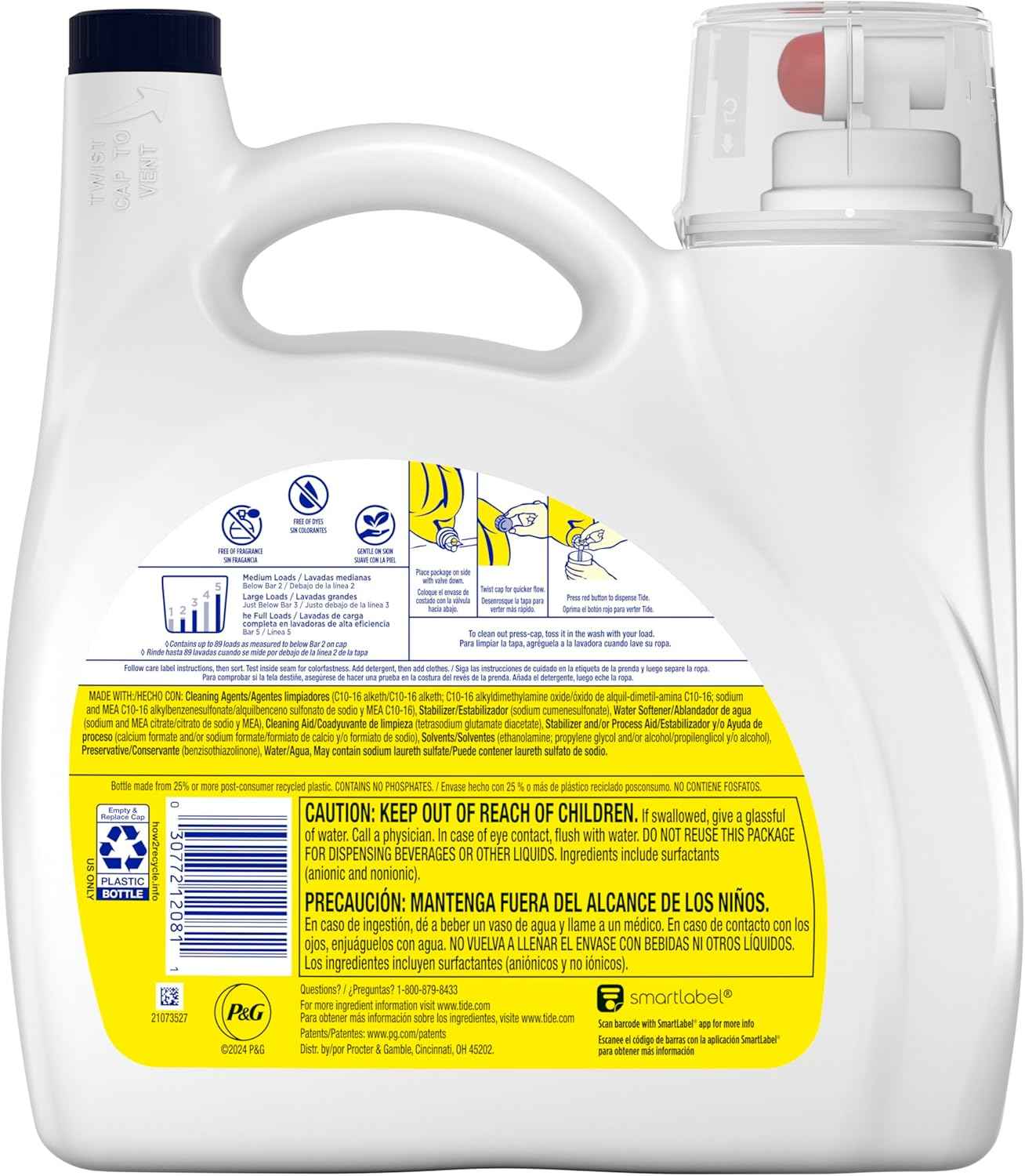 Tide Simply Liquid Laundry Detergent, Free & Sensitive Scent