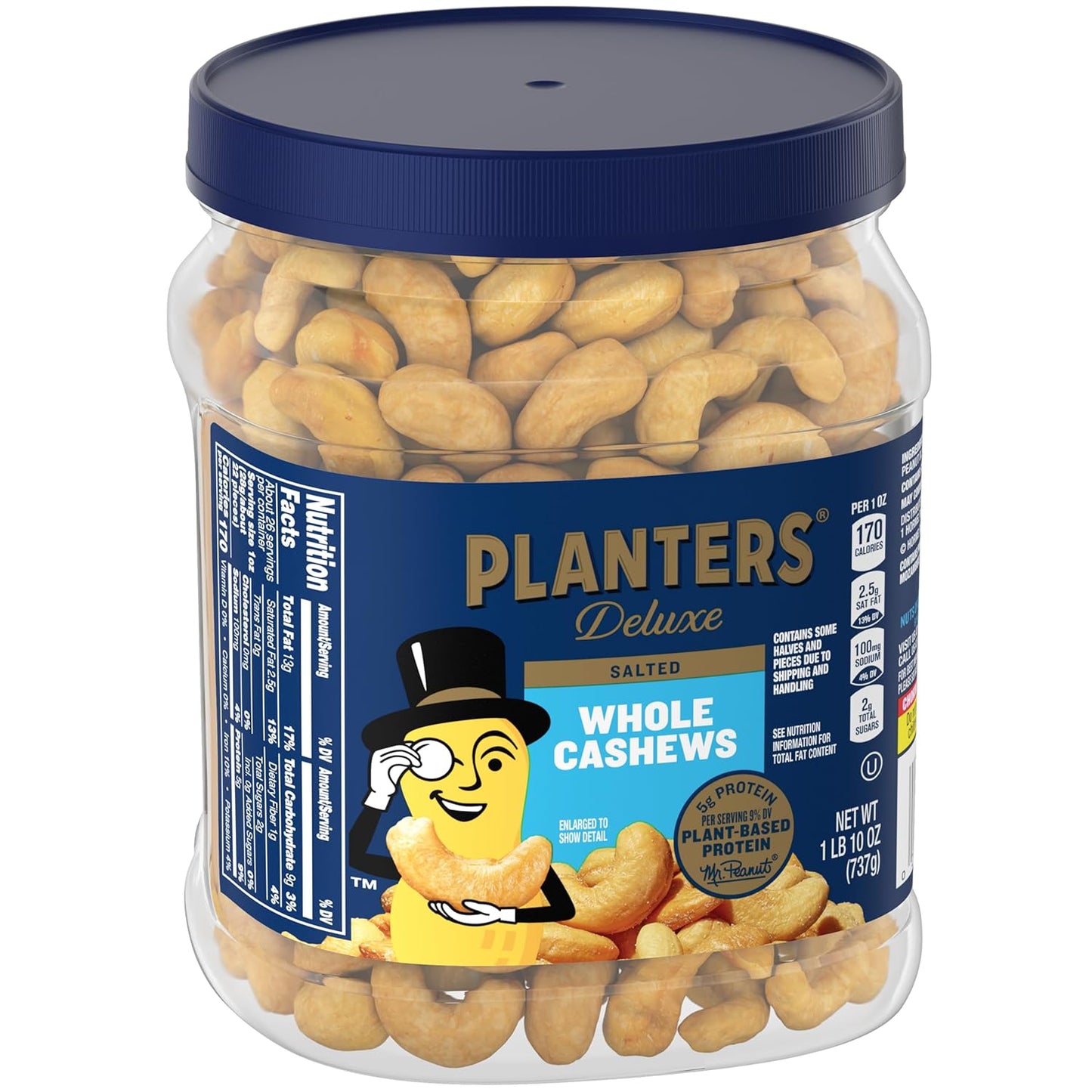 PLANTERS_Fancy_Whole_Cashews_with_Sea_Salt,_26_Ounces_(_Pack_of_1)_Resealable_Jar_-_Made_with_Simple_Ingredients_-_Good_Source_of_Vitamins_and_Minerals_-_Kosher_(Packaging_May_Vary)