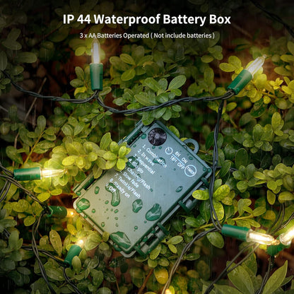 WATERGLIDE_2_Pack_50_LED_Outdoor_Christmas_Lights,_16FT_Battery_Operated_Mini_String_Lights_with_8_Modes_&_Timer,_Xmas_Tree_Lights_Waterproof_for_Patio_Garden_Party_Wedding_Holiday_Decor,_Warm_White