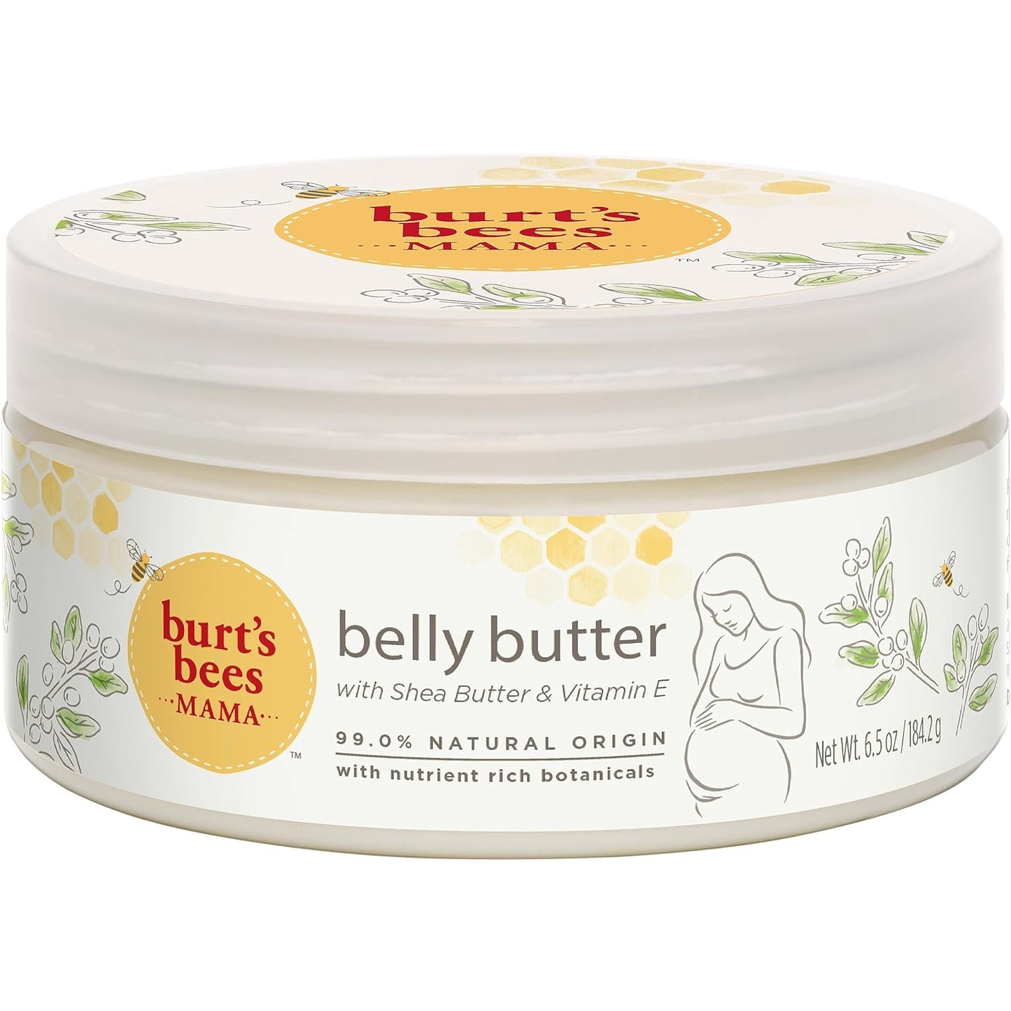 Burt's_Bees_Mama_Belly_Butter_Stretch_Mark_Cream_for_Pregnancy_Massages_Body_&_Reduces_Scar_Appearance,_Prenatal_&_Postnatal_Tummy_Skin_Care,_Shea_Butter_&_Vitamin_E_Rich_Formula,_6.5_Oz_Tub