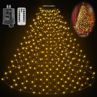 Ollny_Christmas_Tree_Lights_8.2ft*16_Strings_with_Ring,_8_Lighting_Modes_3_Timers_Dimmable_Christmas_Lights_Indoor/Outdoor_with_Remote,_Waterproof_for_Xmas_Decor_(Warm_White)