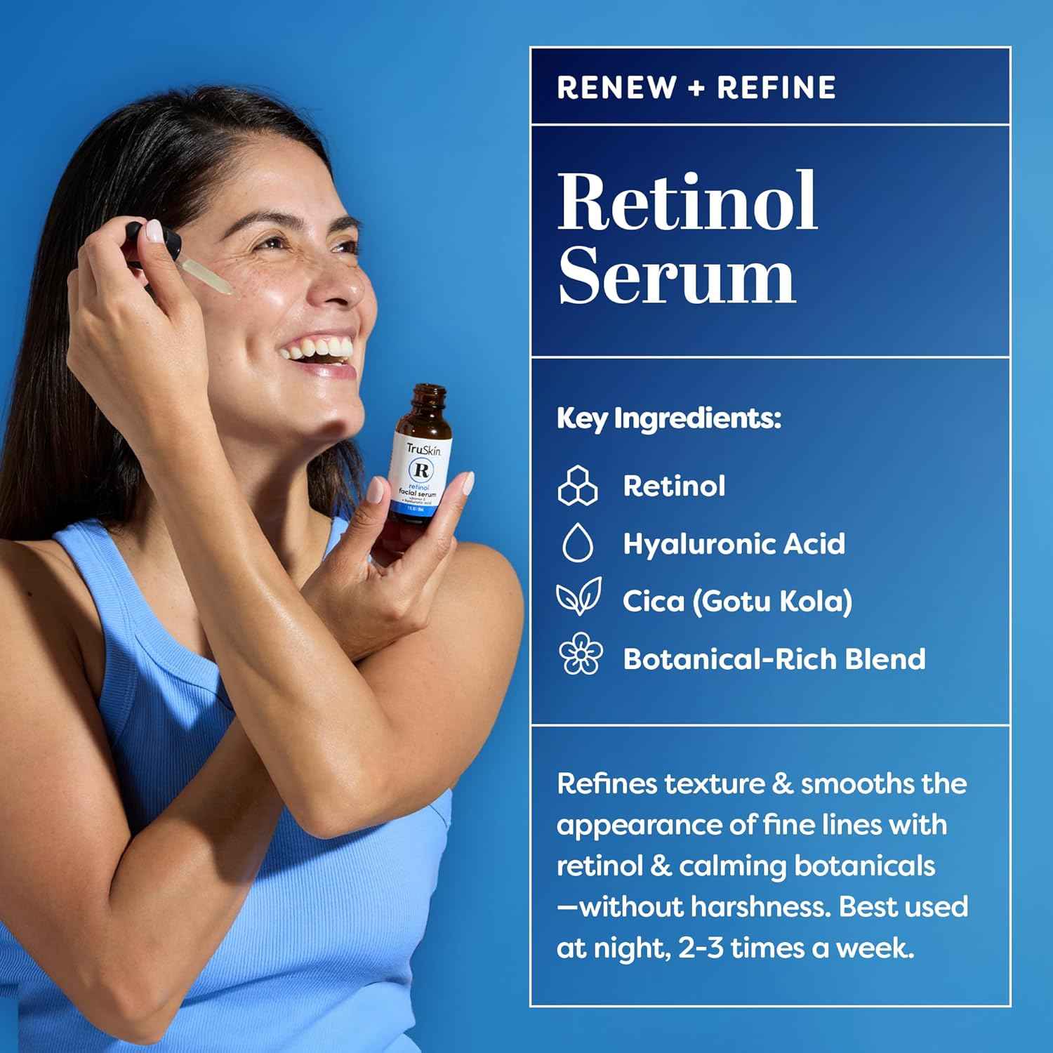 TruSkin Face Serum Trio - Vitamin C, Retinol & Hyaluronic Acid Anti-Aging Serums for Face - AM, PM & All-Day Skincare Routine - Brightening, Smoothing & Hydrating Facial Serums, 1 fl oz Each