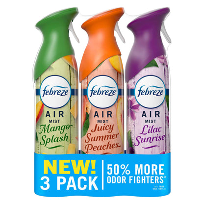 Febreze Air Mist, Air Freshener, Odor Fighting Room Spray, Deodorizer for Home Bathroom Kitchen Office Apartment,  Warm Ocean Breeze, Summer Golden Hour Variety Pack