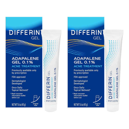 Differin Acne Treatment Gel, Retinoid Treatment for Face with 0.1% Adapalene, Gentle Skin Care for Acne Prone Sensitive Skin