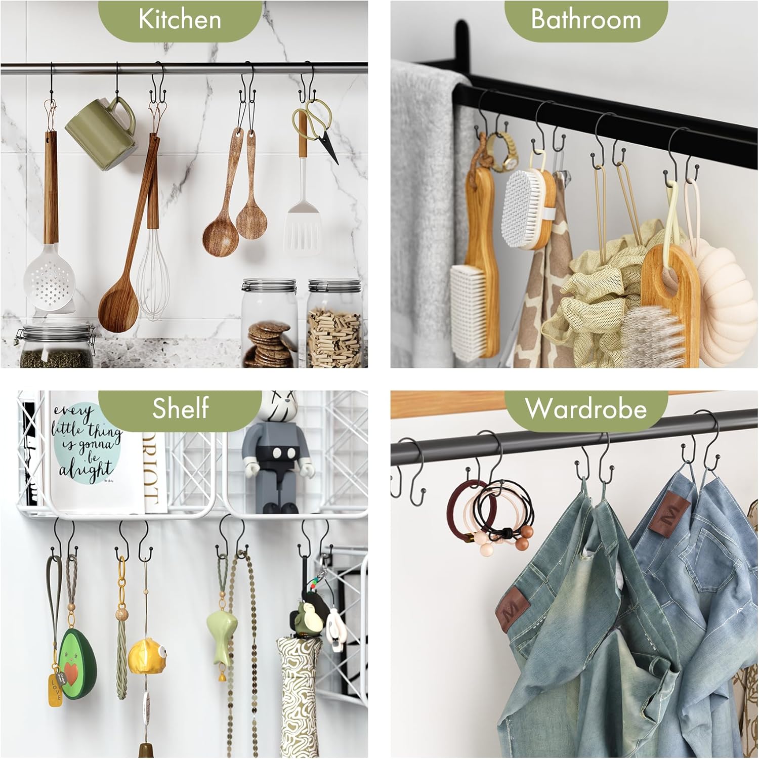 AmazerBath_Shower_Curtain_Hooks_Black_Shower_Curtain_Rings,_Simple_Double_Hook_Shower_Curtain_Hooks_Rust_Proof,_Smooth_Sturdy_Metal_Shower_Hooks_for_Shower_Curtain_Rod,_12_Pcs_Shower_Rod_Hooks