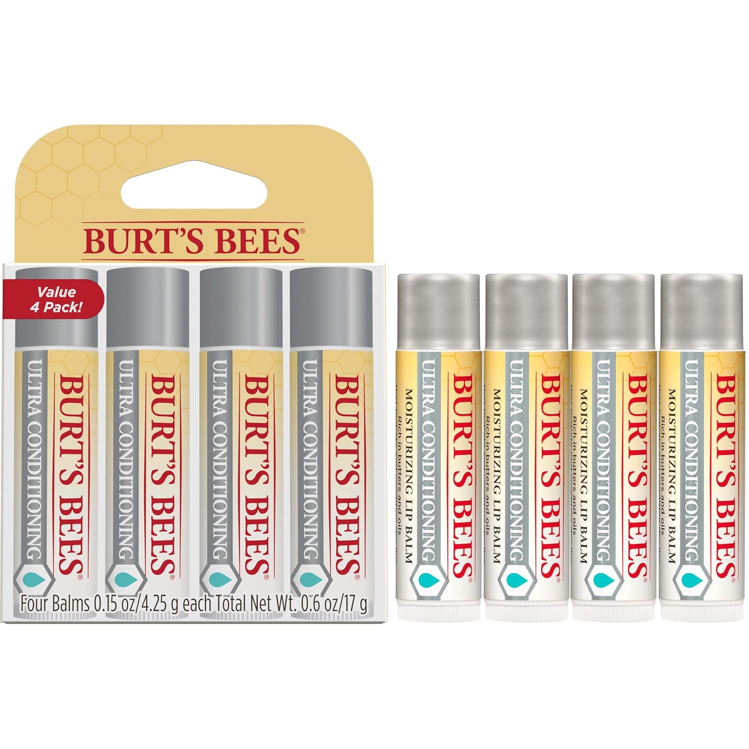 Burt's_Bees_Lip_Balm,_Moisturizing_Lip_Care,_100%_Natural_Origin,_Ultra_Conditioning_with_Shea,_Cocoa_&_Kokum_Butter_(4_Pack)
