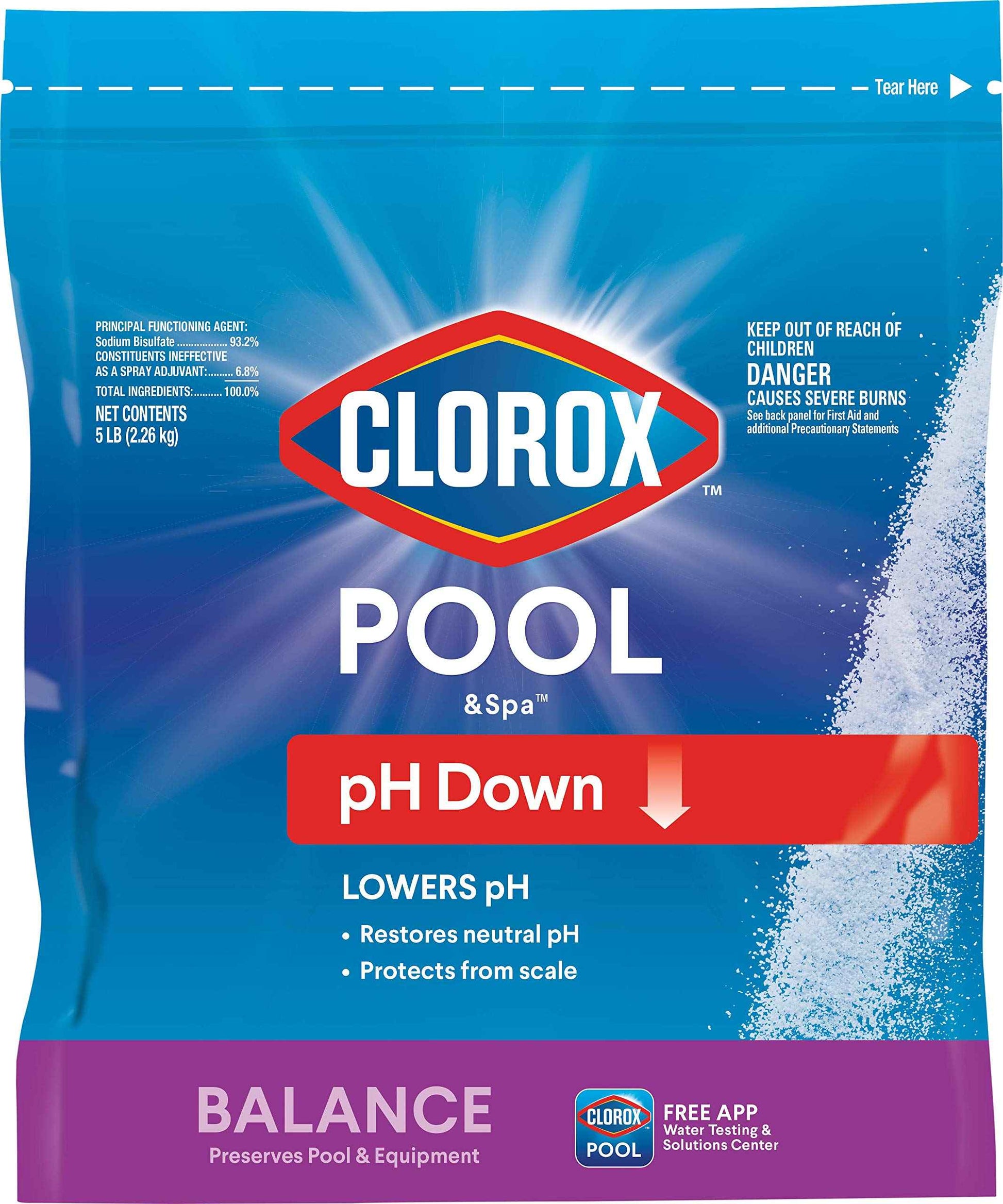 Clorox® Pool&Spa™ Swimming Pool pH Down, Lowers pH, Protects Against Eye and Skin Irritation, 5LB (Pack of 1)