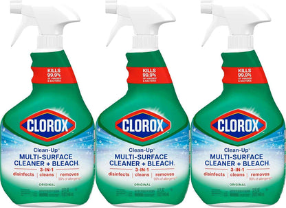 Clorox Clean-Up Multi Surface Cleaner Bleach Spray, Original, All Purpose Cleaning Spray Bottle, Mold and Mildew Cleaner, 32 Fl Oz., Pack of 3