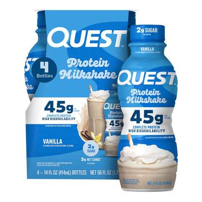 Quest Nutrition Protein Shake, 45g Protein, 2g Sugar, 4g Net Carbs, Ready to Drink, Gluten Free