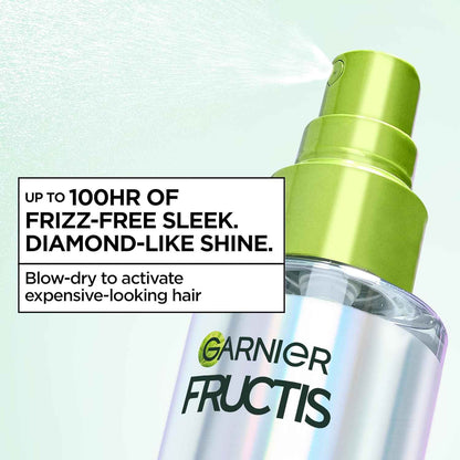 Garnier Fructis Diamond Sleek Hair Shine Spray, Frizz Control and Heat Protectant for Frizzy, Dry Hair, Formulated with Vegan Keratin Smoothing Complex and Argan Oil, 4.6 Fl Oz